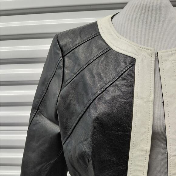 Vintage Y2K Retro Women's Leather Jacket Size 14 Black Moto Biker Chic Spiegel - Picture 9 of 11